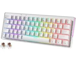 abucow 60% Mechanical Gaming Keyboard, Brown Switch, Wired, Compact Keyboard with RGB Backlit, Anti-Ghosting, No Conflict, 63 Interchangeable Keycaps, Ergonomic Design