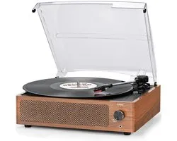 Platenspeler met Bluetooth – 3 Snelheden – Volautomatisch Retro Model – Met Speakers – USB Opnamefunctie – Geel