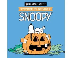 Brain Games - Sticker by Number Compact Edition: Snoopy 7x7 Inches Cozy Fall Craft, Travel Size Activity Book for Adults & Kids 7+ Officially Licensed