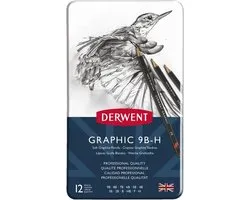 Derwent Graphic Soft pencils set in tin can assorted 12 pieces