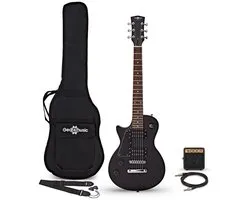 3/4 New Jersey Left Handed Electric Guitar Black, Mini Guitar Amp Pack