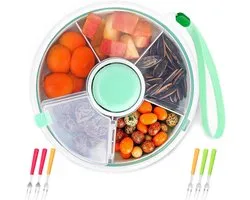 Snack Spinner Draaibare Snack Opberglade - Met Handriem - Herbruikbare Snackbox - Opbergdoos - Kinder Snackbox - Draagbare Snackbox - Snackkom - Draaibare Herbruikbare Snackkom - Snacklade BPA en PVC Vrij - Vaatwasserbestendig(Vork inbegrepen)