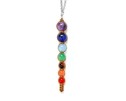 Bixorp Gems Chakra Ketting met 7 Verschillende Soorten Edelstenen Kralen - Zilverkleurig met Opaliet Hanger- Spirituele Kralenketting