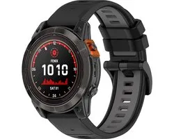 Strap-it siliconen sport bandje geschikt voor Garmin Fenix 5 - Plus / Fenix 6 - Pro / Fenix 7 (Pro - Sapphie - Solar) / Fenix 8 - 47mm / Quatix 5-6-7 / Epix Gen 2 - 47mm / Forerunner 935 / 945 / 955 / 965 - 22mm quickfit band - zwart/grijs