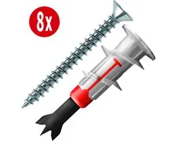 Fischer gipsplaatplug | hollewandplug incl Tornitrex schroef zelfborend DUOblade | 8 sets