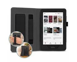 Étui compatible avec Kobo Glo / Glo HD / Touch 2.0 – Étui folio avec poignée et béquille – Auto/Wake – Noir