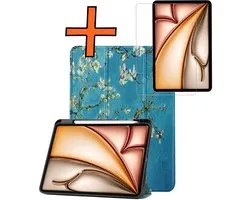 Étui pour iPad Air 2025 (11 pouces) Étui pour tablette à trois volets Étui avec découpe Convient pour Apple Pencil Avec protecteur d'écran - Étui pour iPad Air M3 (11 pouces) Étui à Hardcover Bookcase - Blossom
