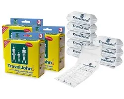 Poche à urine TravelJohn - 800 ml - Étanche et inodore - Poche urinaire jetable jetable unisexe - Forme anatomique - Sac de collecte - PET - Lot de 9