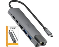 Hub USB C Hub - HDMI 4K - Ethernet RJ45 - Chargement USB-C - Universel - Gris sidéral