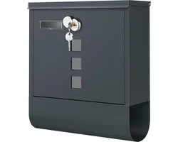 Wall Letterbox with Copper Lock Cylinder - Easy Installation and Newspaper Compartment - Anthracite GMB20AG