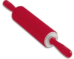 Siliconen deegroller - Bakbenodigdheid - Deeg uitrollen - Hittebestendig tot 200°C - 49 cm - Rood