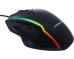 Xssive GMS02 Pro Gaming Muis met Rapid Fire Knop & Instelbare Knoppen - Bedraad - RGB Licht - Zwart
