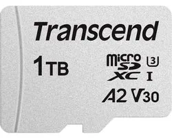 Transcend TS1TUSD300S-A Carte microSD au détail 1 TB UHS-I, Class 10, v30 Video Speed Class, A1 Application Performance