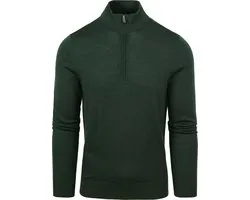 Suitable Merino Half Zip Trui Donkergroen - Maat XL - Heren - Quarter zip - Schipperstrui met rits - Volwassen mannen