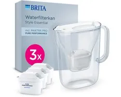 BRITA Waterfilterkan Style Essential Cool - 2,4L - Wit - incl. 3x MAXTRA PRO Pure Performance Waterfilterpatronen - past in de koelkast, met Smart LED Light & klapdeksel