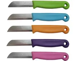 Couteau d'Office Solingen - Acier Inoxydable Lisse - 16 cm avec "Couvre Lame" - Mix Couleur - 5 Pièces
