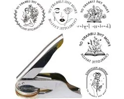 Custom Froral Embosser,from The Library of Design Book Stamp,Personalized Library Design with Name,Initials,Logo.Gift for Couple,Reader,Collectors,Wedding Inivaiton & Napkin