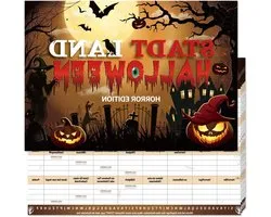 HOWAF 20 vellen stad land Halloween, horror editie stad land rivier Halloween games volwassenen partyspel cadeau, DIN A4 speelblok