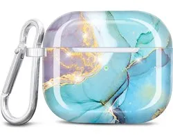 JIAXIUFEN Compatible with AirPods 3 Case, Shockproof Silicone Headphones, Case, Protective Cover, Accessories with Carabiner, Compatible with AirPods 3 Generation, Mint Violet