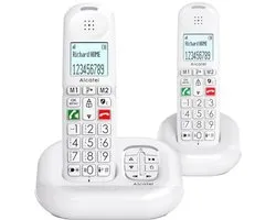 Draadloze DECT Senior XL-telefoon met Antwoordapparaat - Hoge Leesbaarheid Display - Grote Toetsen - Audio Boost - Handsfree - Oproepblokkering - 2 Handsets - Wit