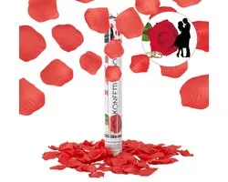 10x confetti kanon - party popper 40 cm - rozenblaadjes rood - bruiloft