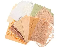 32 stuks Scrapbook Paper Textured Handmade Paper Sheets Vintage Junk Journaling Supplies Craft Kits Mesh Stof Mix Neutrale Decoratieve Scrap Papers voor Kaart Maken, Reliëf, DIY Junk Journals