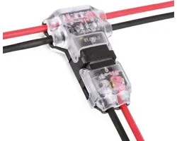 Pack of 10 cable connectors wire connectors - 2 pin low voltage T-tap - 3 way quick split - no soldering without stripping - compatible with 18-24 AWG cable