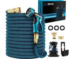 Bolke Tuinslang Uitrekbaar 50 Meter - Flexibele Tuinslang met Koppelingen & Sproeier - Magic Hose Tuin