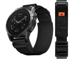 Bracelet Stravo Tactique en Nylon Velcro pour Garmin – QuickFit 22 mm – Compatible avec Fenix 5 / 5 Plus, Fenix 6 / 6 Pro, Fenix 7 (Pro / Sapphire / Solar), Fenix 8 (47mm), Fenix E & Epix (Pro) Gen 2 (47mm) - Bracelet de Montre Garmin – Zwart