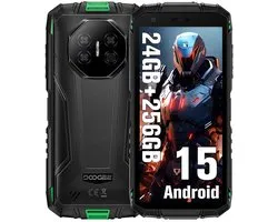 DOOGEE Fire 3 Ultra Smartphone Robuste - 24 GB RAM - 256 GB ROM - 8350 mAh - 5,5 pouces - Android 15 - IP68/IP69K Téléphone outdoor - Face ID - OTG - NFC - Vert