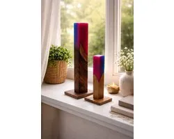 TX trending Sculptures Décoratives en Bois avec Époxy – Phosphorescent – Ensemble de 2 – 52 & 35 cm – Fait à la main