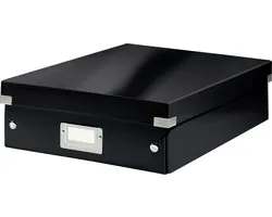 Leitz Wow Click & Store Middelgrote Opbergdoos - 85% Gerecycled Karton - Ruimtebesparende Sorteerdoos met Vakjes - 28.1 x 10 x 37 Cm (BxHxD) - Zwart