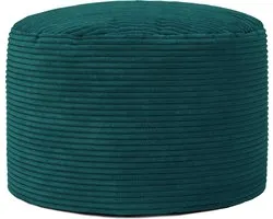 icon - Milano Poef - Ronde Zitzak Hocker - Ribfluweel - Blauwgroen