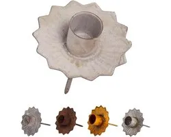 netproshop Candle holder diameter 7 cm crown for stick candles/table candles, colour: antique white, selection: 7 cm