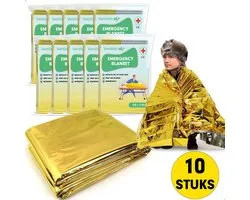 Couverture d'urgence - Couverture de sauvetage - Couverture isolante - Set de 10 PCS - 160 x 210 - PET - Aluminium - Or / Argent