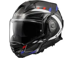 LS2 FF901 Advant X Carbon Future Glossy Zwart Wit Blauw Rood Systeemhelm - Helm