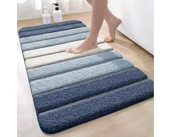 DEXI Bathroom Rug, Non-Slip Bath Mat, 60 x 110 cm, Bath Mat, Absorbent, Soft, Machine Washable for Bathroom, Blue