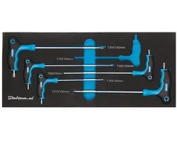 Datona® 6-delige torx sleutelset met T-greep in Pro softmodule - T10 tot T30
