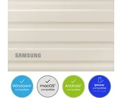 Samsung Portable T7 Shield - Externe SSD - USB 3.2 Gen 2 USB-C - SSD - 2TB - Baige