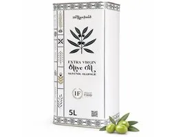 Hellas Food Huile d’olive 5 litres Extra Vierge – pressée à froid – assemblage du Péloponnèse – goût fruité intense – riche en antioxydants – idéale pour la cuisson & les salades