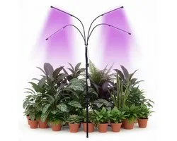 Springos Kweeklamp - Led Voor Planten - Groeilamp - Grow Light - Bloeilamp - Plantenverlichting - 4 Panelen - Met Timer - 80 Led - USB