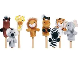 Vingerpopjes: DIEREN 7,5-8,5cm, S E T met 8 verschillende vingerpopjes, 1+