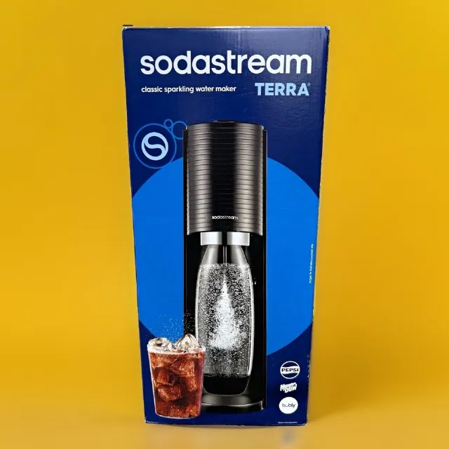 SodaStream Terra Black Sparkling Water Maker w CO2 Quick Connect & Bottle
