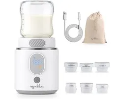 Monkilou Draagbare Flessenwarmer - Onderweg - Draadloos - 4 Temperatuurniveaus - Met Transporttasje - Met Adapters