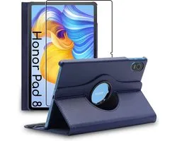 ebestStar - Coque compatible avec Honor Pad 8, Etui Rotatif 360, Housse Protection PU Cuir, Bleu Foncé + Verre Trempé