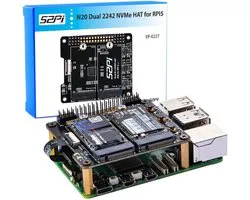 Double NVMe M.2 SSD HAT pour Raspberry Pi 5 avec prise en charge PCIe 2242