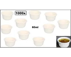 1000x Coupelle à sauce BIO Luxe 60ml blanc - canne à sucre - Compostable sauce mayonnaise ketchup moutarde récipient nourriture food
