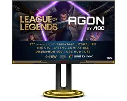 Screen size (inch) 27, Panel resolution 2560x1440, Refresh rate 170 Hz, Response time MPRT 1 ms, Panel type IPS, HDMI HDMI 1.4 x 2, Display Port DisplayPort 1.4 x 2, Sync technology (VRR) Adaptive sync (Freesync Premium after AMD certified)