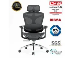 SIHOO Doro C300 Ergonomische Bureaustoel - 3D Armleuningen - Zelfaanpassende Lendensteun - Slim Gewichtsmechanisme - Mesh Rugleuning - 3 Kantelstanden - TUV/SGS Gecertificeerd - Tot 150kg - 70x69x128cm——Zwart