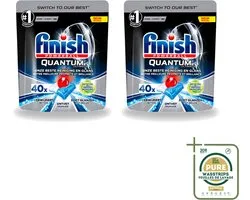 2 x Finish Powerball - Quantum Ultimate - Vaatwastabletten - Ontvetter - 40 Tabletten - Wasstrips - Vaatwasmiddel - Vaatwastablet - Ontvetter - Vaatwasser - Vetverwijdering